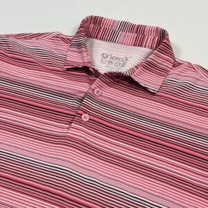 IBKUL Polo Shirt Mens Large‎ Pink Stripe Short Sleeve Golf Performance